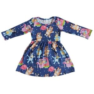 Bluey long sleeve pull on soft dress sz 8-9 kids NWT